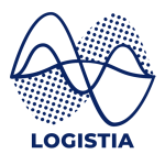 Logistia Route Planner, blue logo, white background