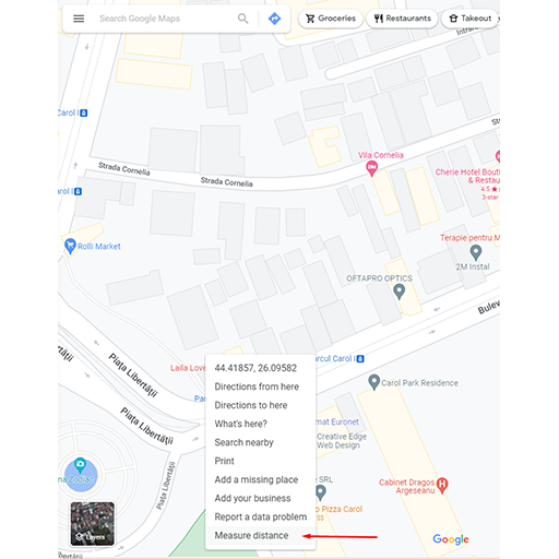 Google Maps tricks, Measure distance option 