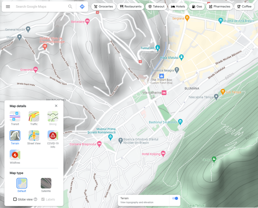 Google Maps tricks, Find the elevation of your area 